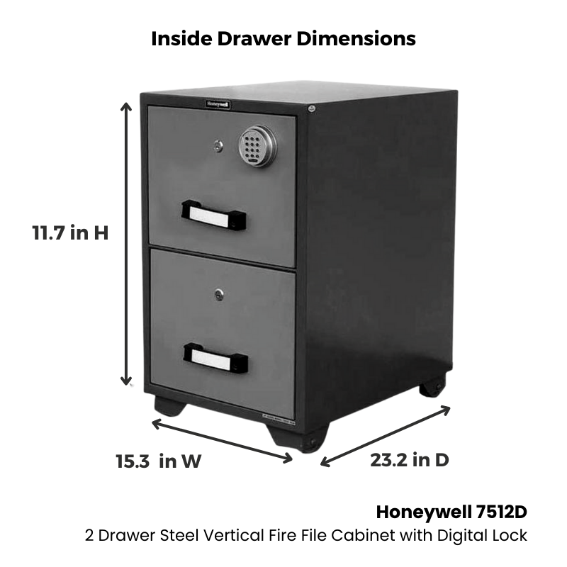Honeywell 7512 - 2 Drawer Steel Vertical Fire File Cabinet with Digital Lock