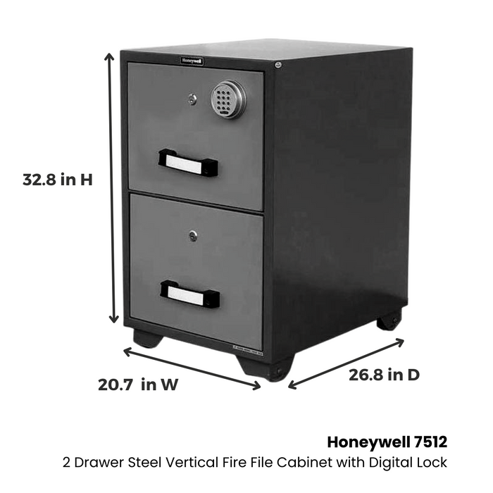 Honeywell 7512 - 2 Drawer Steel Vertical Fire File Cabinet with Digital Lock
