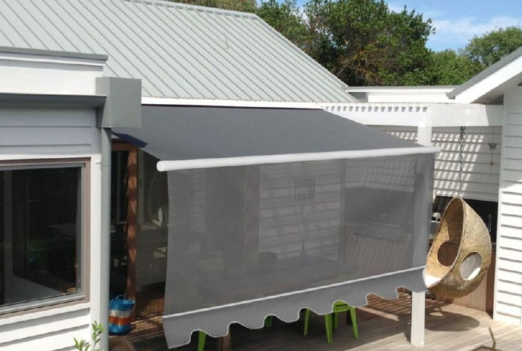 Model LCBF | Economic No Cassette Awning with Roller Blinds at Front Bar